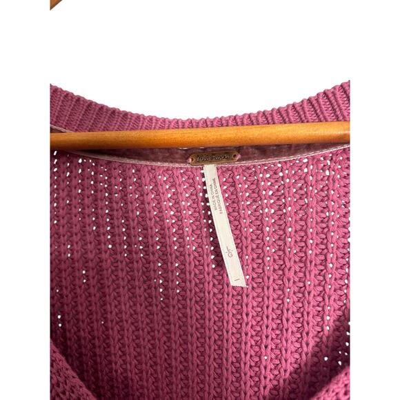 Free People Pink Cotton Cropped V-Neck Bell Sleeve
Sweater Large - Picture 3 of 5